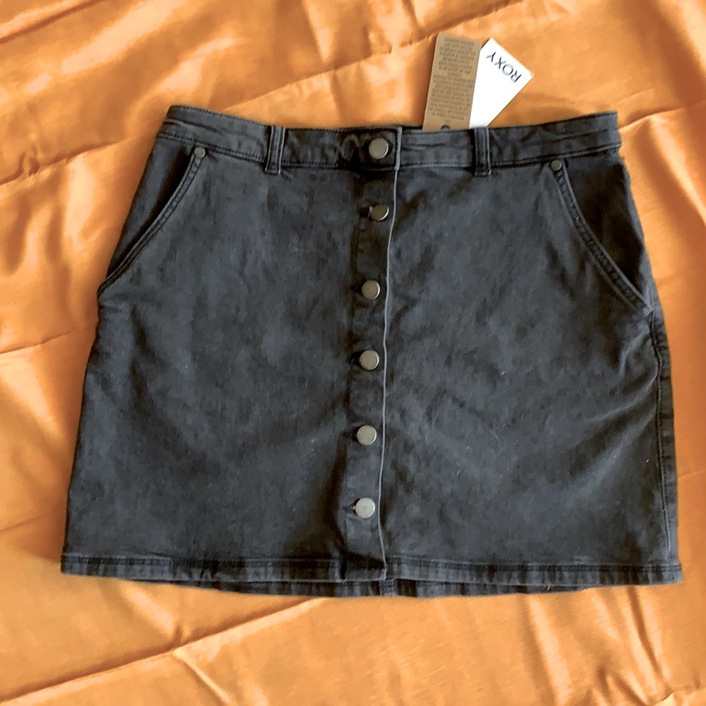 Dark gray button up high waisted mini skirt